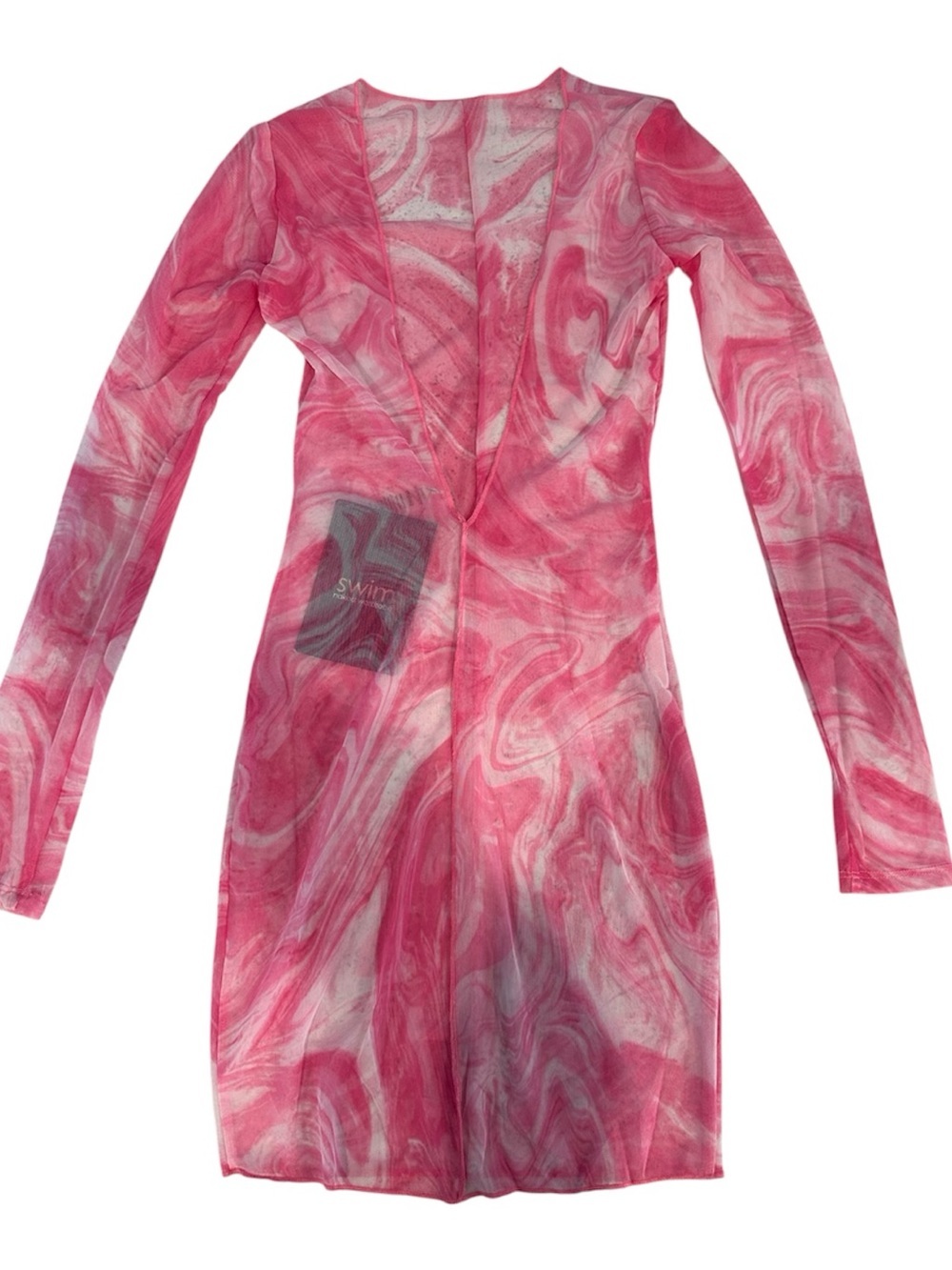 naked wardrobe Pink Marble Mesh Swim Cover-Up